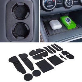 JKCOVER Compatible with 2018 2019 2022 2021 2022 2023 Subaru Crosstrek/2017-2023 Subaru Impreza Center Console Accessories No-Slip Cup Holder Insert Mats Flexible Rubber Material(Black, 15PCS)
