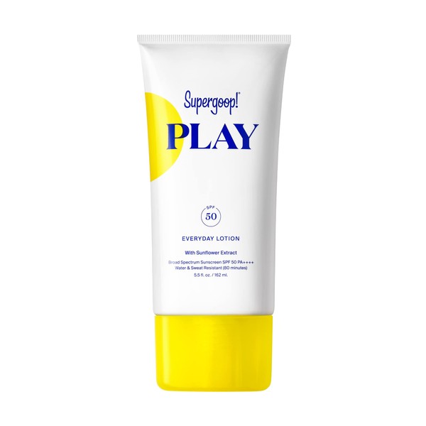 Supergoop! PLAY Everyday Lotion SPF 50-5.5 fl oz - Broad Spectrum Body & Face Sunscreen for Sensitive Skin - Great for Active Days - Fast Absorbing, Water & Sweat Resistant