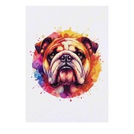 'Colourful Bulldog Portrait' Temporary Tattoo - Water Resistant, Skin-Safe, Non-Toxic Transfer (TO00073937)