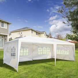 Outsunny Large 10' x 20' Gazebo Canopy Party Tent with 4 Removable Window Side Walls,Wedding, Picnic Outdoor Events-White