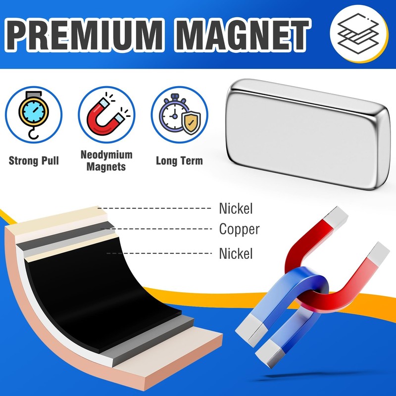 Grtard 50Pcs Strong Neodymium Magnets Bar, 20x5x2mm Heavy Duty Rare