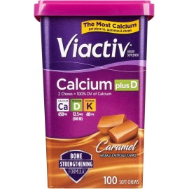 Viactiv Calcium + Vitamin D Soft Chews Caramel Bone Health Supplement 100 Count