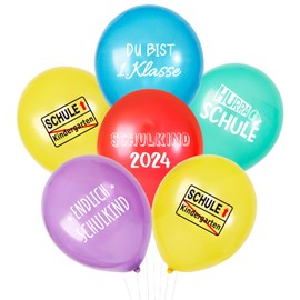 COLOFALLA Pack of 25 Balloons for First Day of School Decoration First Day of School for Boys Girls Balloons for School Child 2024 First Day at School Party Decoration School Colourful with Ribbons
