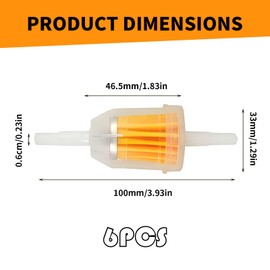 6 Stück Kraftstofffilter Benzin Universal,Benzinfilter Moped,Benzinfilter 6mm,Transparenter Bauweise Verschmutzungsgrad leicht zu erkennen,für Rasenmäher,Autos,Motorräder,Roller,Mopeds