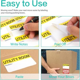 300 Large Home Moving Labels for Boxes, 20 Different Color Coded Stickers House Moving Supply - Removable from Furniture Fragile Stickers Included (2" x 3")