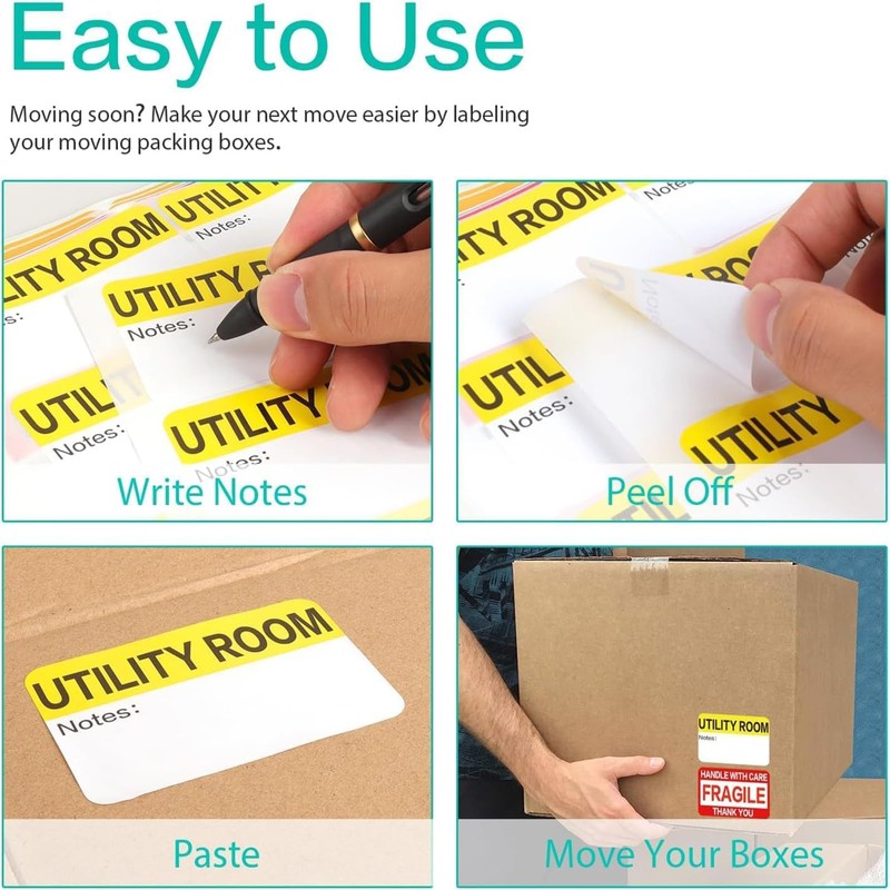 300 Large Home Moving Labels for Boxes, 20 Different Color