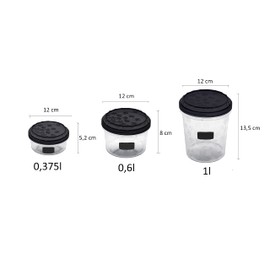 BranQ Home essential Rukkola Twist Set with Twist Lids BPA Free Plastic, Black, Various Sizes
