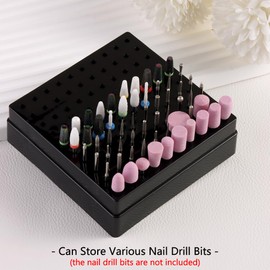 FSpronail Nail Drill Bits Stand Holder,100 Holes Nails Drill Organizer Empty Box,Nail Drill Kit and Nail Drills Cleaning Brush Waterproof Dust-proof Storage Display Manicure DIY Tool Container (Black)