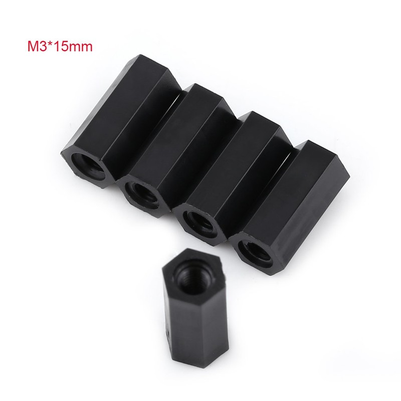 Akozon 100Pcs M3 Female Hex Threaded Spacer Standoff Black Nylon