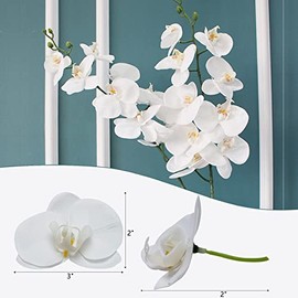 LARDUX - Juego de 20 cabezas de orquídea artificial, diseño de mariposa sintética, a granel para manualidades, bodas, fiestas, centros de mesa, decoración del hogar, color blanco