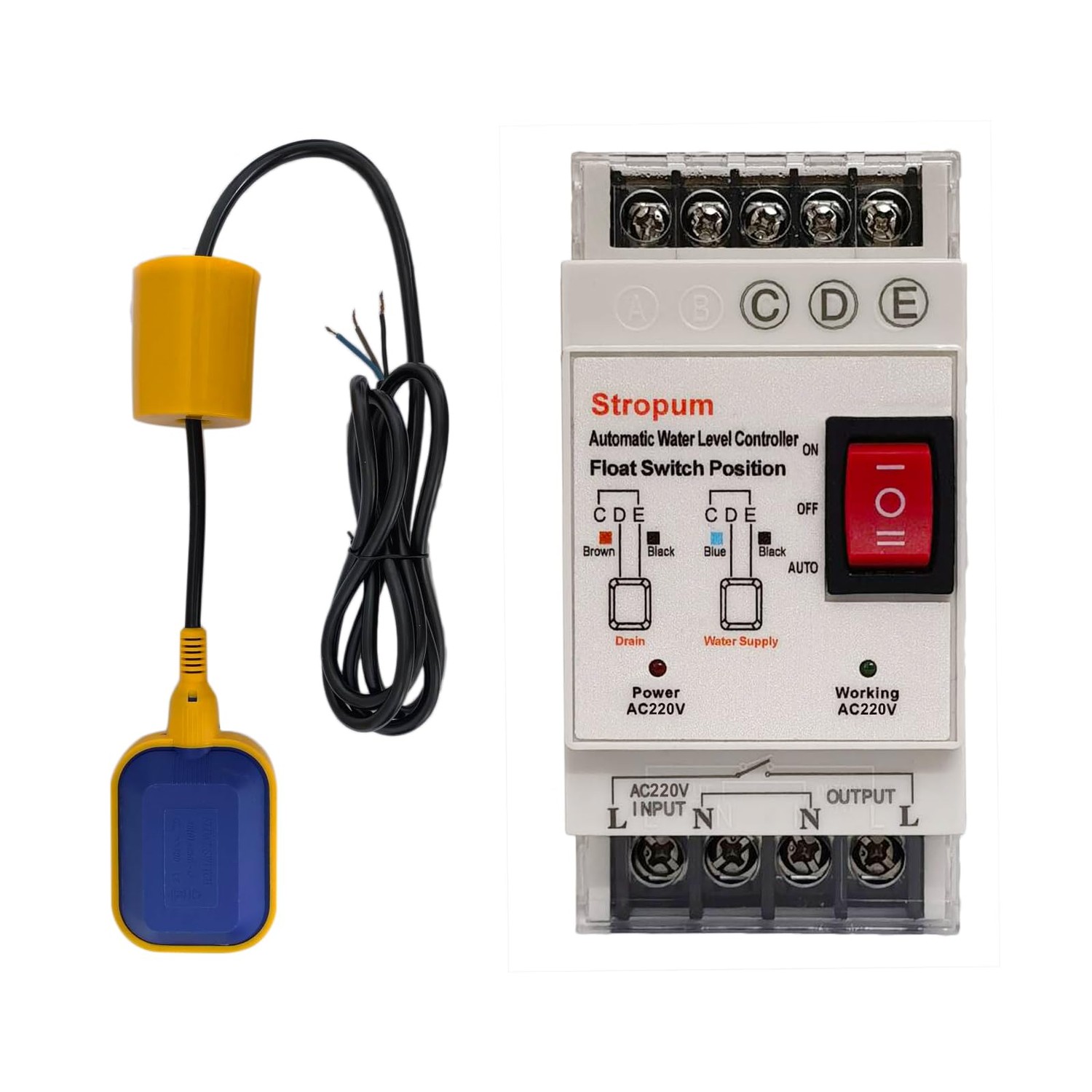 Stropum AC 220V Sump Pump Float Switch Controller,Automatic Water Level ...