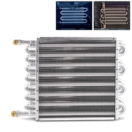 BARTOO 1/2" Transmission Cooler, Aluminium alloy 16 Pass Tube and Fin Universal Oil Cooler Kit Air Compressor Aftercooler (Sliver)