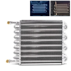 BARTOO 1/2" Transmission Cooler, Aluminium alloy 16 Pass Tube and Fin Universal Oil Cooler Kit Air Compressor Aftercooler (Sliver)
