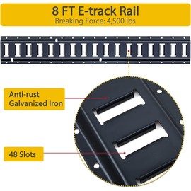Trekassy Trekassy 8ft E Track Tie-Down Rail Kit, 4 Pack 8' Etrack Rails with 16PCS E-Track Accessories Including 8 Steel O-Ring Anchors and 8 Rope Tie Offs for Truck Bed, Trailers