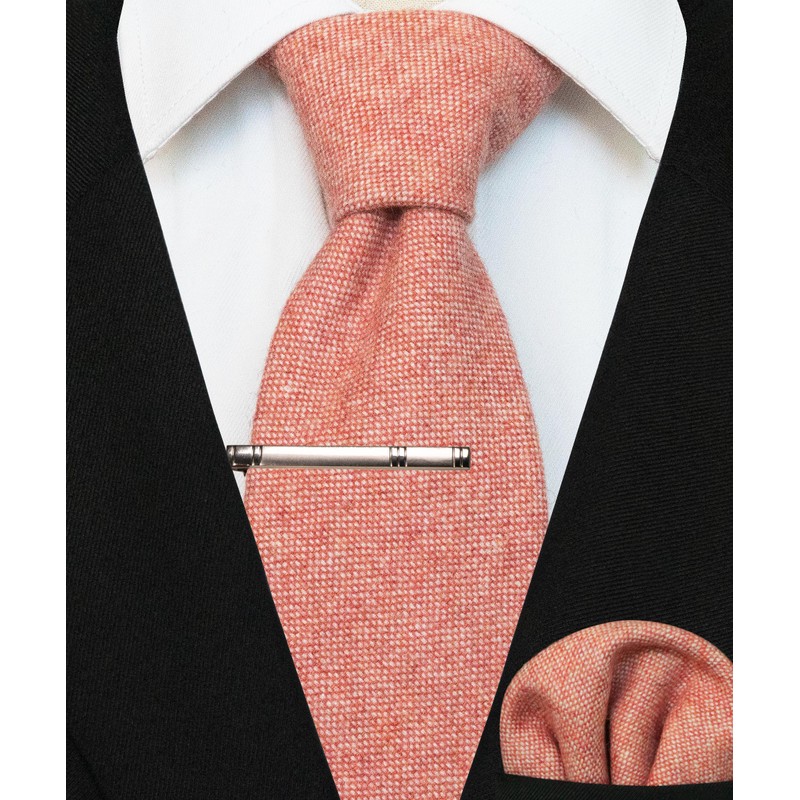 JEMYGINS Cashmere Wool Tie and Pocket Square Tie Clip Sets