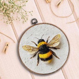Hxlac Vintage Bee Round Wall Art Framed, Neutral Moody Cottagecore Bee Round Wall Decor, Nature Insect Hanging Canvas Prints Wall Sculptures for Farmhouse Home Living Room Bedroom Decor, 10x10 Inch