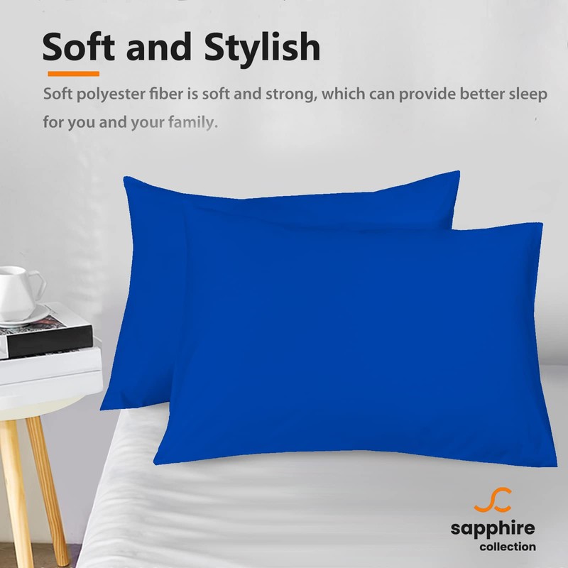 Sapphire Collection 2 x Luxury Pair of Housewife Pillow Cases