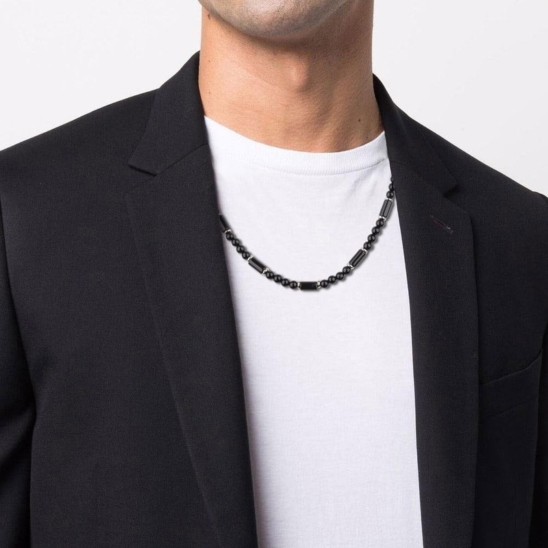 GAVU Onyx Tiger Eye Power Stone Necklace, Men's, 55 cm,