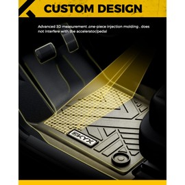 KYX Floor Mats for 2016-2021 Civic Sedan/Hatchback/Type R/Sport, All Weather Car Floor Mats Front & 2nd Row with High Edges & Metal Name Plate, Custom Automotive Floor Mats Liners TPE Black