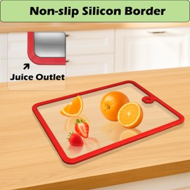 Kimiditt Glass Cutting Board,Tempered Glass Cutting Board for Kitchen Counter,Chopping Board with Non-Slip Edges,Hanging Hole,Scratch Resistant,Heat Resistant,10x13.5 inch 2pcs