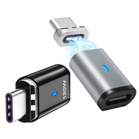 HESKUL Magnetic USB C Adapter 2 Pack Type C Connector Straight Adapter 5Pin,Support PD 120W Quick Charge,480Mbps Data Transfer, Compatible with MacBook Pro Air,USB-C Mobile Phone,PC and Laptop