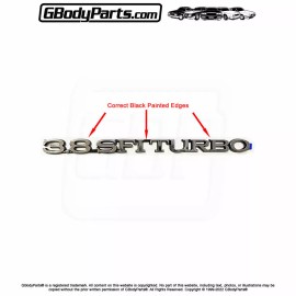 Gbodyparts 84-87 Grand National 3.8 SFI Turbo Adhesive Backed HOOD Script Emblem w/ Black