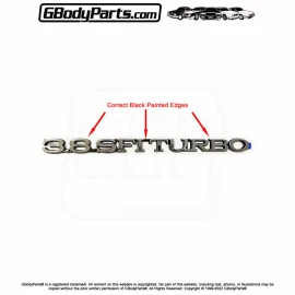 Gbodyparts 84-87 Grand National 3.8 SFI Turbo Adhesive Backed HOOD Script Emblem w/ Black