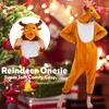 NEWCOSPLAY Unisex Adult Brown Reindeer Onesie Plush One Piece Pajamas