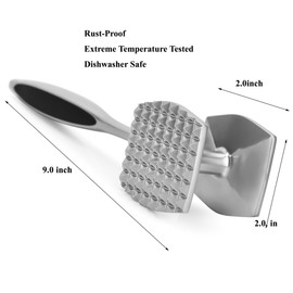 AOWOTO Meat Tenderizer Meat Hammer Mallet Tool Pounder For Tenderizing Steak Beef And Poultry. With Rubber Comfort Grip Handle.Dishwasher Easy