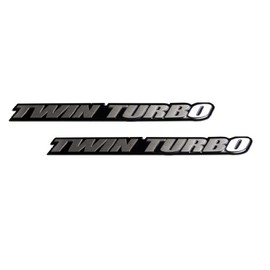 ERPART 2 x (Pair/Set) Twin Turbo Aluminum Emblems Badges for Nissan 300ZX Z32 G35 Skyline GTR GT-R 350Z Maxima Ultima Subaru WRX STi