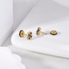 Gold Stainless Steel Cross Stud Earrings Black Enamel Punk Piercing