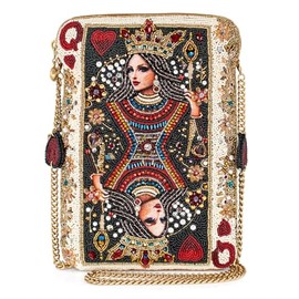 Mary Frances The Queen Beaded Mini Crossbody Bag – Novelty Evening Clutch with Removable Chain Strap for Travel, Weddings, Parties – Multicolor