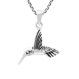 AeraVida Bringer of Joy 925 Sterling Silver Metal Hummingbird Pendant Necklace NA, Metal