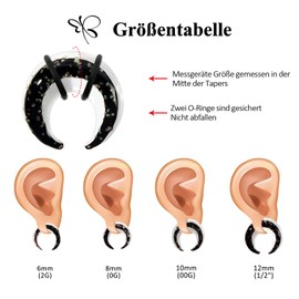 Longbeauty 1 Pair Glass Ear Piercing 2G 0G 00G Septum Pincher Tapers Ear Expander C-Shape Buffalo Stretcher