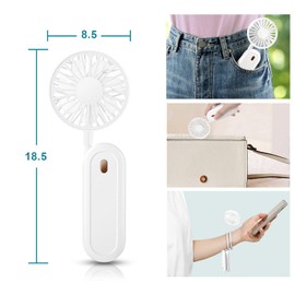 QZT Mini Lüfter, USB Hals Mini Ventilator mit Verstellbarer Länge und 1200mAh Aufladbar Akku Leise Nacken Lüfter für Büro Sport Indoor Outdoor, Weiß