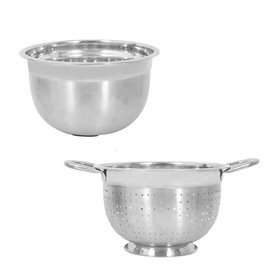 YöL Stainless Steel Mixing Bowl & Colander Pasta Strainer Food Prep Baking Cooking Non Slip Base