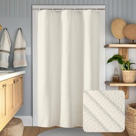 OWENIE Cream Stall Shower Curtain for Bathroom, 3D Embossed Textured Fabric Small Shower Curtain for Narrow Stall Size, Machine Washable Water Resistance, Hotel Style, 36" W x 72" L, Cream