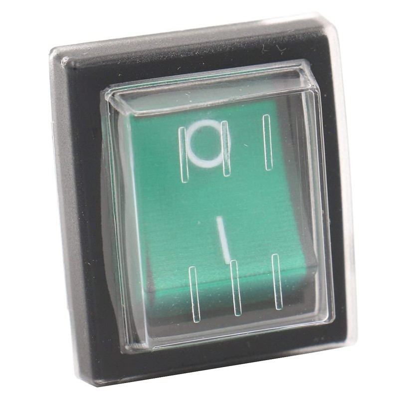 Heschen Rocker Switch ON-OFF DPST 4 Terminals Green Light 16A
