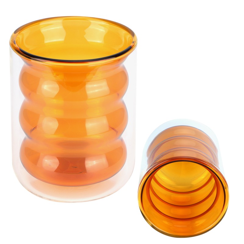 200ml DoubleLayer Glass Mug HeatResistant 3 Dimensional Spiral Cup for