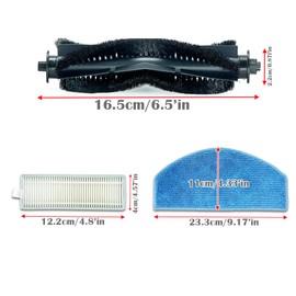 Replacement Parts Accessories for Tikom G8000 G8000 Pro HONITURE G20 Robot Vacuum Cleaner Spare Parts, 1 Main Roller Brush, 6 Side Brushes, 6 HEPA Filters, 4 Mop Pads