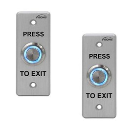Visionis 2 Pack FPC-7531 VIS-7008 Indoor Outdoor Weather, Waterproof IP65 Stainless Steel Door Bell Type Round Request to Exit Button Slim Size Door Access Control with LED Light NC COM NO Outputs