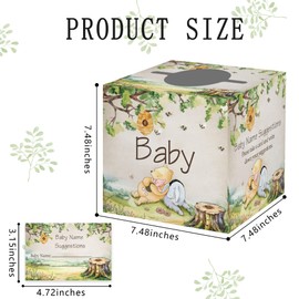 Baby Name Suggestion Game, Winnie Baby Shower Game with Box and 50 Guessing Cards, Winnie Decorations for Gender Reveal, Winnie Gifts for Mommy, Newborn Party Games Supplies Favors