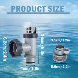 Pool Plunger Shut-off Valve, with Plunger Valve for Intex, 1.25"-1.5" Hose Adapters & Plunger Valves for Above Ground Pool Filter Pump, Swimming Pool Filter Adapter with Plunger Valve (2 Set)