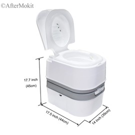 AfterMokit Portable Toilet with 6.3 Gallon Waste Tank & 4 Gallon Water Flush Tank Indoor & Outdoor Use Detachable Compact Commode for RV Camping Sailing Shopkeeper Outdoor Worker Trucker Potty White