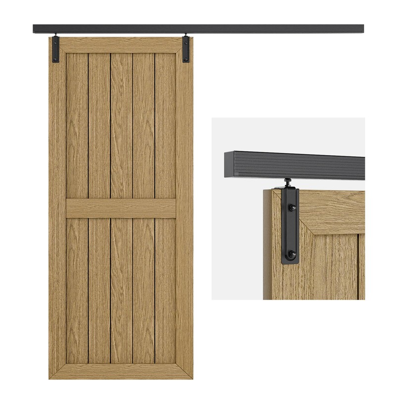8FT Ceiling Mount Box Rail Barn Door Hardware Kit,Heavy Duty