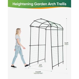 FAHKNS 7FT Garden Arch Trellis for Climbing Plants Outdoor, Polyethylene-Coated Cucumber Trellis, Extra Tall with Flange Stainless Steel Garden Trellis Arch for Vegetables/Grape