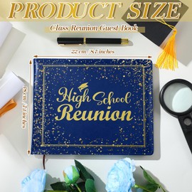 Patelai Class Reunion Guest Book with Pen Gathering Keepsake Decorations College High School Sign and Write Messages, 112 Pages (Blue,High School Reunion)