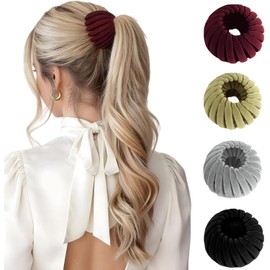 4 pinzas mágicas para el cabello con forma de nido de pájaro, creador de moños expandible flocado, sujetador de coleta de moda retro para mujeres, accesorios para el cabello de varios colores