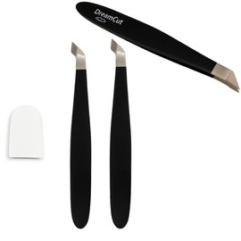 DreamCut 3-Pack Tweezer Nipper Cuticle Nipper – Professional Stainless Steel Nail Clippers – Precision Trimming with Rubber Cap Protection