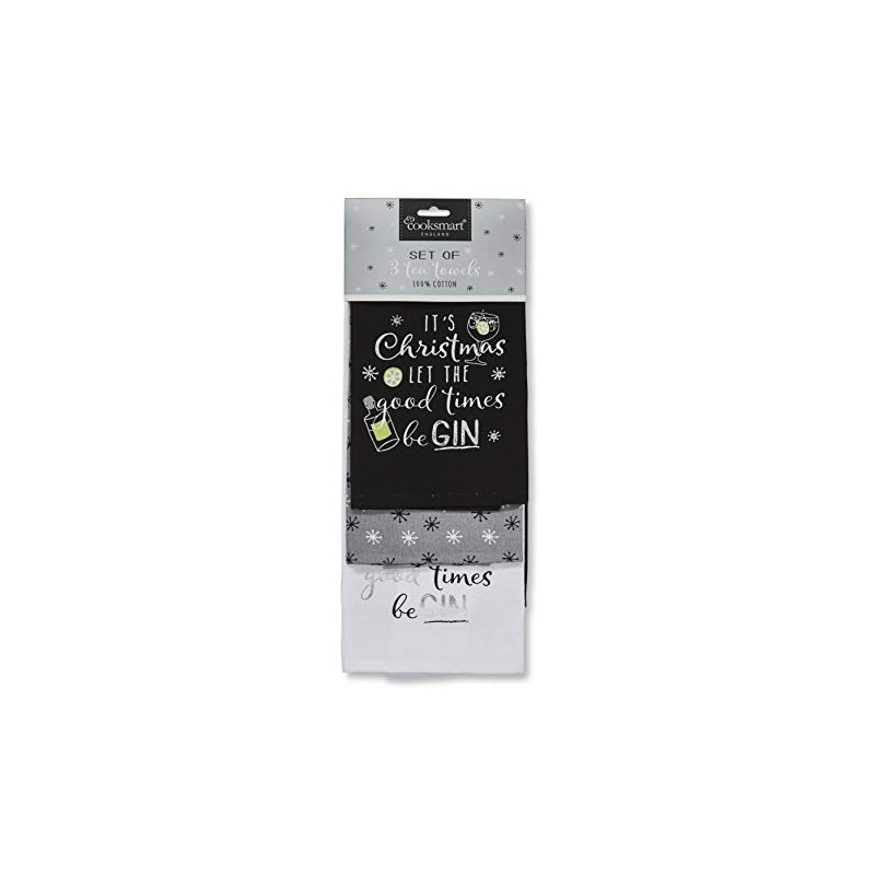 Cooksmart Let The Good Times Be Gin Tea Towels 3pk